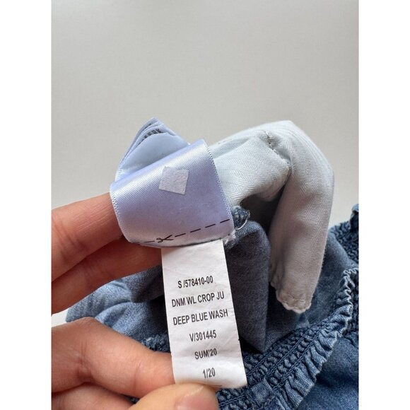 Girls' GAP Deep Blue Wash Cotton Denim Wide Leg Cropped Jumpsuit, Size S (6-7) - Picture 6 of 8